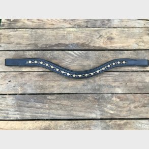 VALS B�LGEFORMET PANNEB�ND MED SVARTE OG GULL FARGA KRYSTALLER