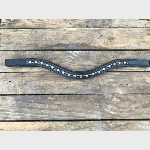 VALS B�LGEFORMET PANNEB�ND MED SVARTE OG GULL FARGA KRYSTALLER